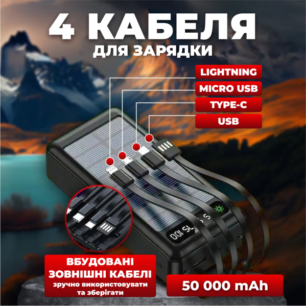 Внешний аккумулятор Мощный повербанк power bank портативный с солнечной батареей 50000mah Внешний аккумулятор Мощный повербанк power bank портативный с солнечной батареей 50000mah