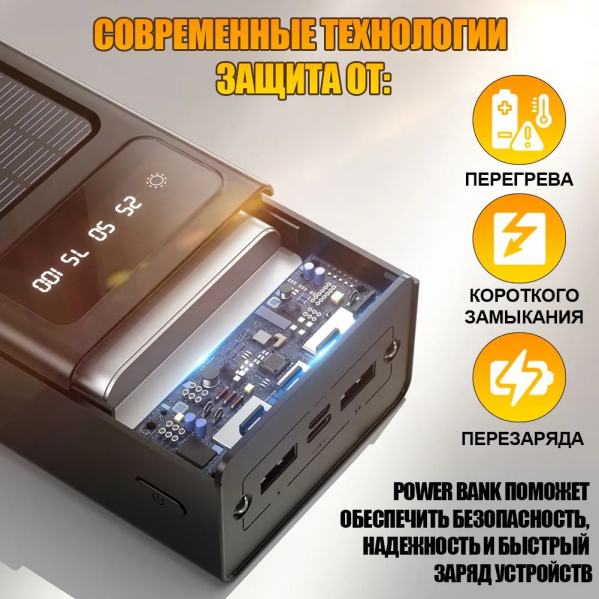 Power bank повербанк PowerBank 50000 mAh с солнечной батареей Для Смарфона Power bank повербанк PowerBank 50000 mAh с солнечной батареей Для Смарфона