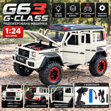 Радиоуправляемая машинка в дизайне Mercedes-AMG G63 G-Class 1:24 — металлическая RC модель Die-Cast на пульте, свет, звук, коллекц