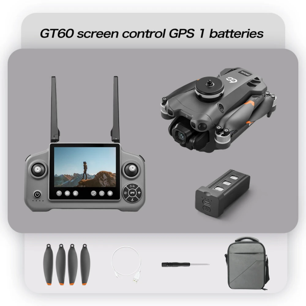 Квадрокоптер LSRC GT60 GPS с камерой 720P Brushless дрон с экраном 4.3", Optical Flow, избегание помех, автовозврат до 500 м Квадрокоптер LSRC GT60 GPS с камерой 720P Brushless дрон с экраном 4.3", Optical Flow, избегание помех, автовозврат до 500 м