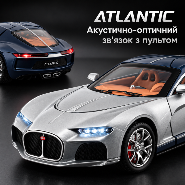 Радиоуправляемая машинка Bugatti Atlantic 1:24 металлическая RC модель спорткара на пульте, радиоуправляемая машинка, свет, звук Радиоуправляемая машинка Bugatti Atlantic 1:24 металлическая RC модель спорткара на пульте, радиоуправляемая машинка, свет, звук