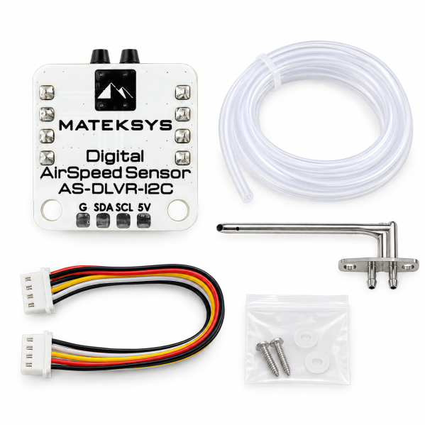 Цифровой датчик воздушной скорости Matek AS-DLVR-I2C для БПЛА и RC самолётов — сенсор DLVR-L10D, I2C, трубка Пито, ArduPilot, INAV